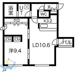 ピュア・ステージ円山 1LDKの間取図画像