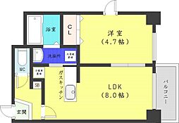 シュクル医大南 1LDKの間取図画像