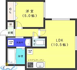ル・ファール山鼻14条 1LDKの間取図画像