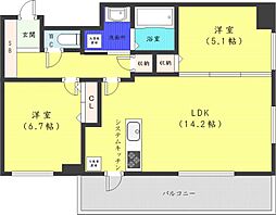 RESIDIA円山北五条 2LDKの間取図画像