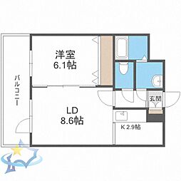 インペリアルエバー中島公園2 1LDKの間取図画像