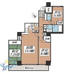 琴似タワープラザヴェルビュタワー琴似 3LDKの間取図画像