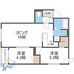 札幌市中央区北三条西27丁目マンション 2LDKの間取図画像