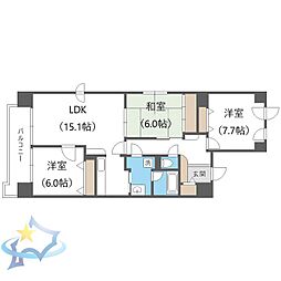 THERESIDENCEPARKODORIKOEN 2LDKの間取図画像