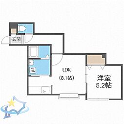 ハピネス北2条2 1LDKの間取図画像