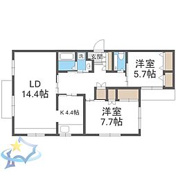 リリアムハウス 2LDKの間取図画像