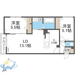 札幌市東区北八条東14丁目マンション 2LDKの間取図画像