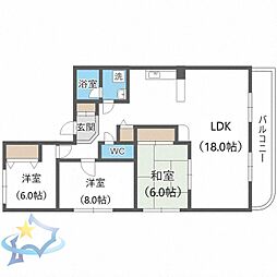 北円山シャトー桂和 3LDKの間取図画像