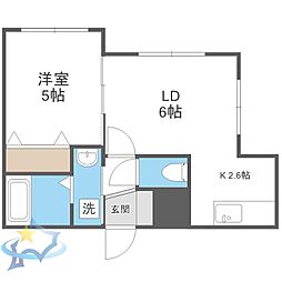 カハラ宮の沢 1LDKの間取図画像