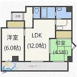 クリオ中島公園ロイヤルガーデン 2LDKの間取図画像