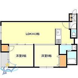 アルファ山の手南 2LDKの間取図画像