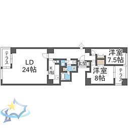 エルミタージュ・ユリ 2LDKの間取図画像