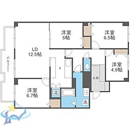 シーアイマンション円山南棟 4LDKの間取図画像