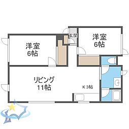 コンフォートウエスト 2LDKの間取図画像