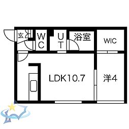 シャンテ南七条 1LDKの間取図画像