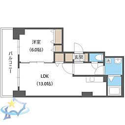 ティアラタワー中島倶楽部 1LDKの間取図画像