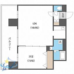 エッジウォーターテラス 1LDKの間取図画像