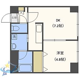 グレースコート円山北 1DKの間取図画像