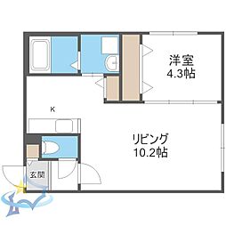 札幌市中央区南十二条西14丁目アパート 1LDKの間取図画像