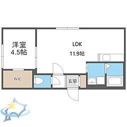 札幌市中央区南十二条西14丁目アパート 1LDKの間取図画像