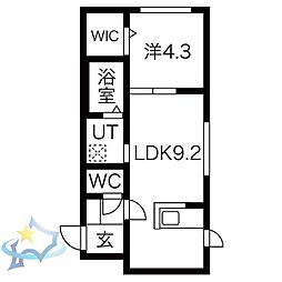 ピアソンS7W10 1LDKの間取図画像