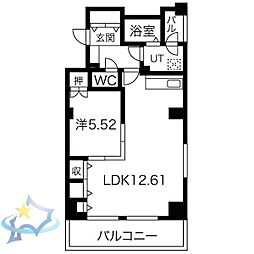 レジデンスカープ札幌 1LDKの間取図画像