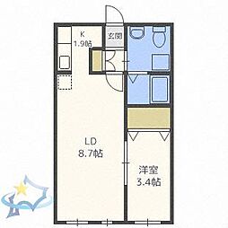 グランメール北11条 1LDKの間取図画像