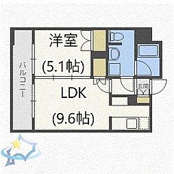 ラフィネタワー札幌南3条 1LDKの間取図画像
