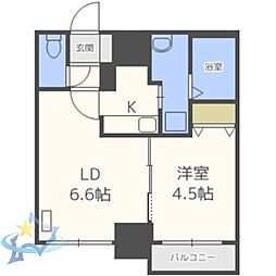 レジディア北二条イースト3 1LDKの間取図画像