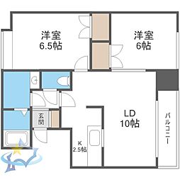 セゾンド円山 2LDKの間取図画像