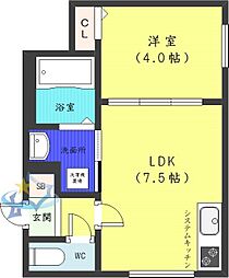 札幌市西区発寒四条6丁目マンション 1LDKの間取図画像