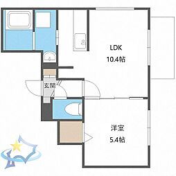 ライズN33 1LDKの間取図画像