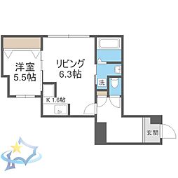 植物園テラス 1DKの間取図画像