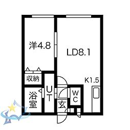 グランドヒルズ 1LDKの間取図画像