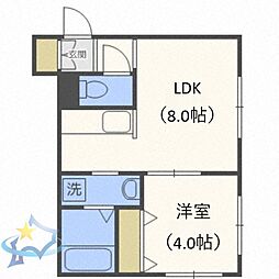 リデーレ中島公園 1LDKの間取図画像