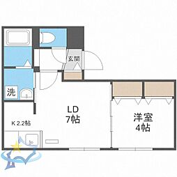 ALPHA山鼻 1LDKの間取図画像