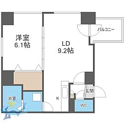 円山シャトー桂和坂下 1LDKの間取図画像