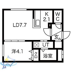 ALPHA山鼻 1LDKの間取図画像