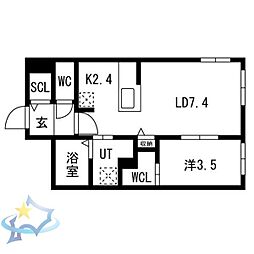 札幌市中央区南四条西25丁目マンション 1LDKの間取図画像
