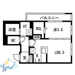 札幌市中央区南四条西25丁目マンション 1LDKの間取図画像