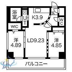 COLORE知事公館前 2LDKの間取図画像