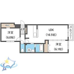 CERNE Yamahana 2LDKの間取図画像