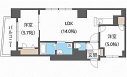 ビッグパレス中島公園リバーサイドB棟 2LDKの間取図画像