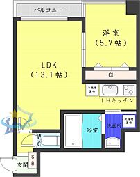 ドエル南円山 1LDKの間取図画像