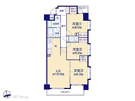 3LDK 間取り
