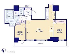 パークタワー滝野川 2LDKの間取図画像