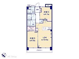 パールハイツ幡ヶ谷 2LDKの間取図画像