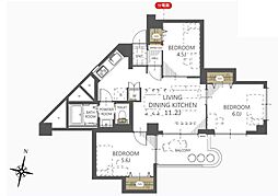 武蔵野グリーンタウンC棟 3LDKの間取図画像