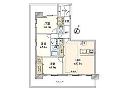 デュオコート武蔵浦和 3LDKの間取図画像