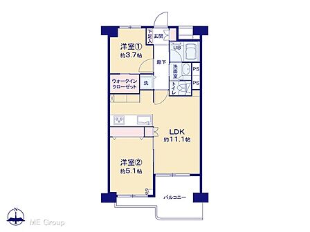 2LDK 間取り